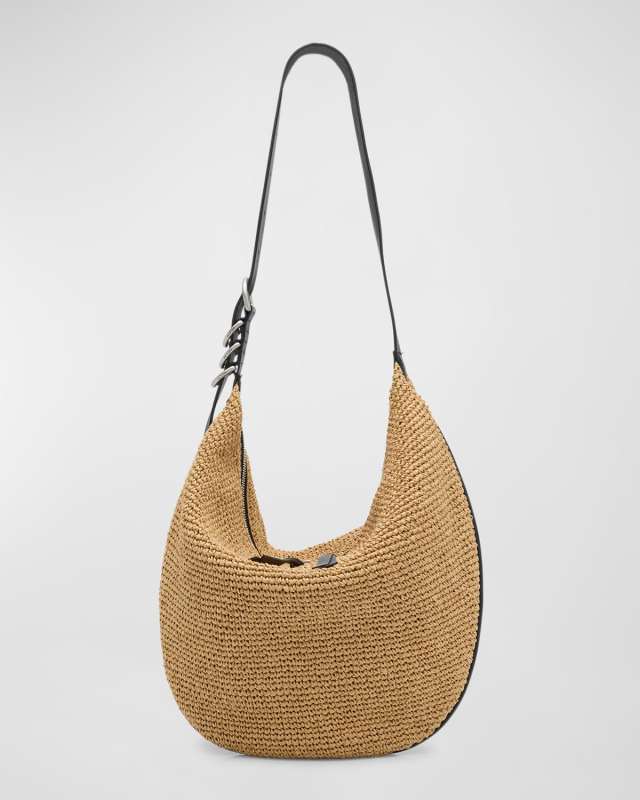 Spire Zip Straw Hobo Bag